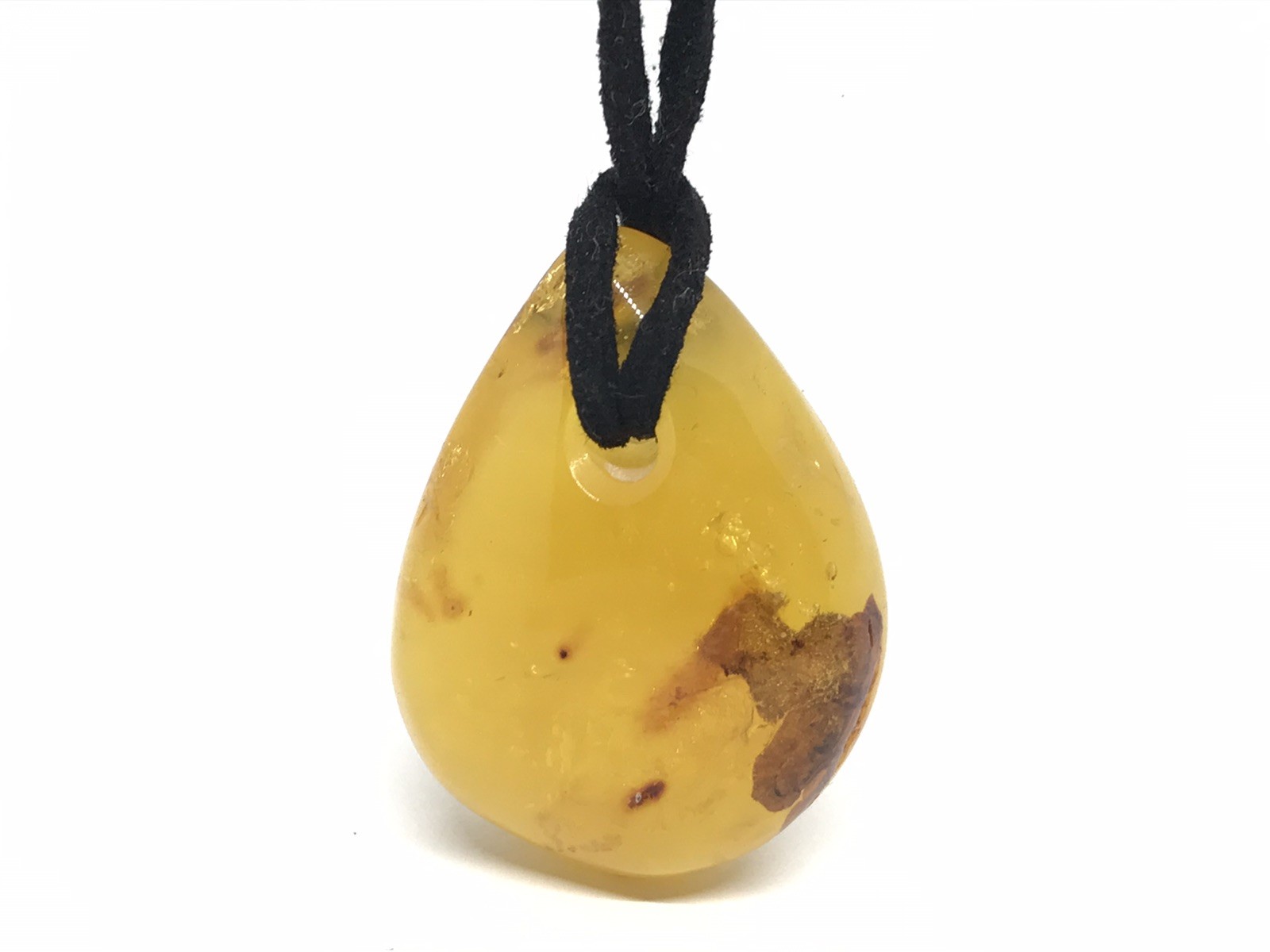 Amber Pendant Unique Gift Natural Baltic Amber Stone on Black Cord 12g 16507