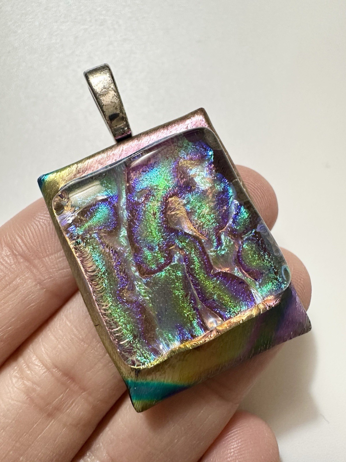 Handcrafted fused dichroic art glass Pendant