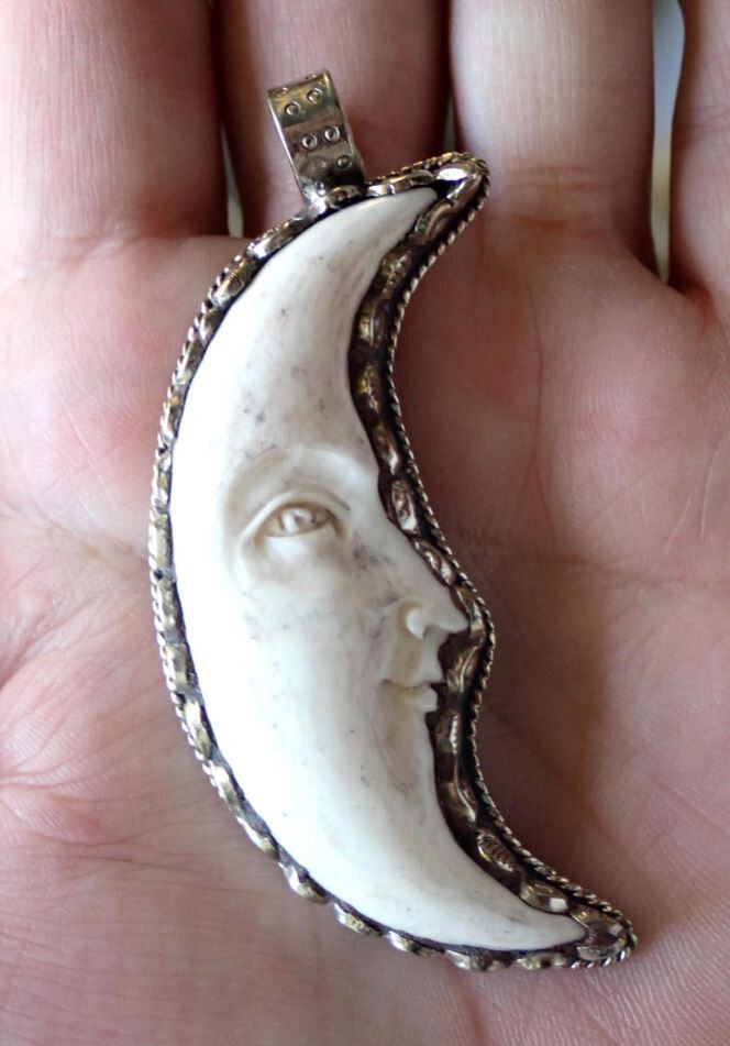 Crescent Moon Face Pendant