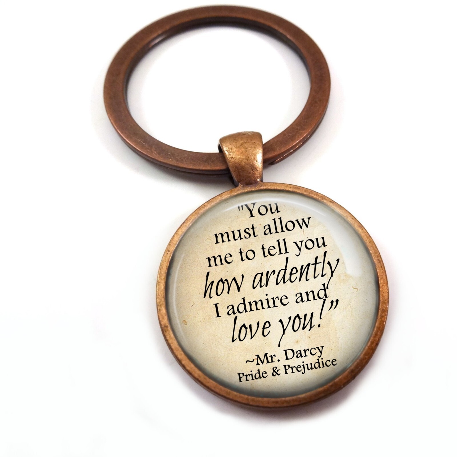 Pride and Prejudice Mr Darcy Book Quote Jewelry – Jane Austen Necklace Keychain
