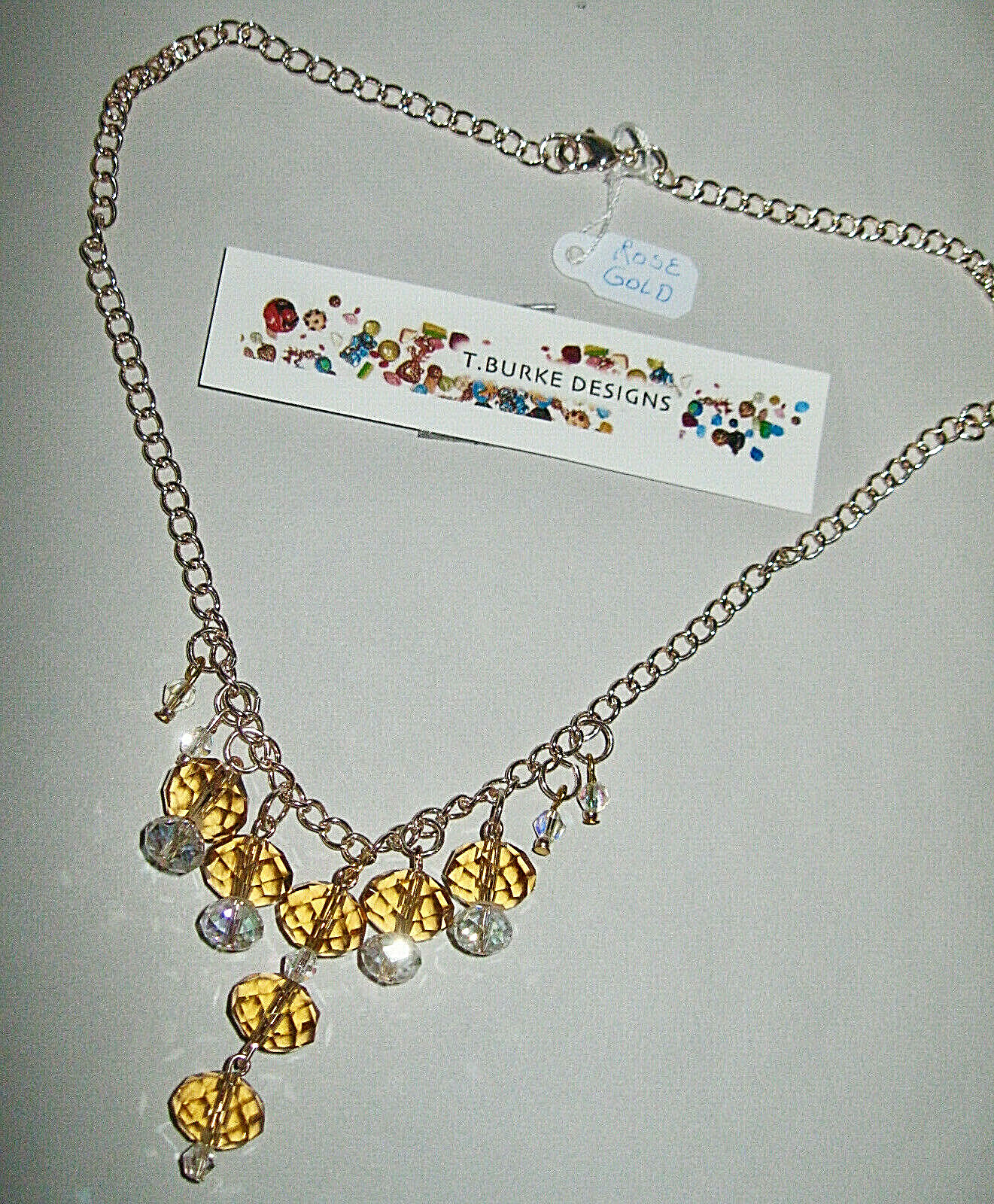 ONE-OF-A-KIND, MADE BY T. BURKE DESIGNS “BEAUTIFUL CRYSTAL BEADED NECKLACE”