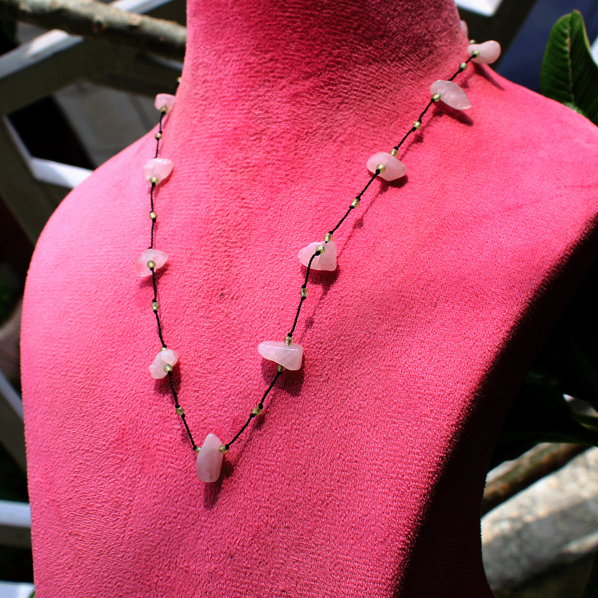 Hand Crafted Natural Rose Quartz & Peridot Micro Macrame Beaded Crystal Necklace