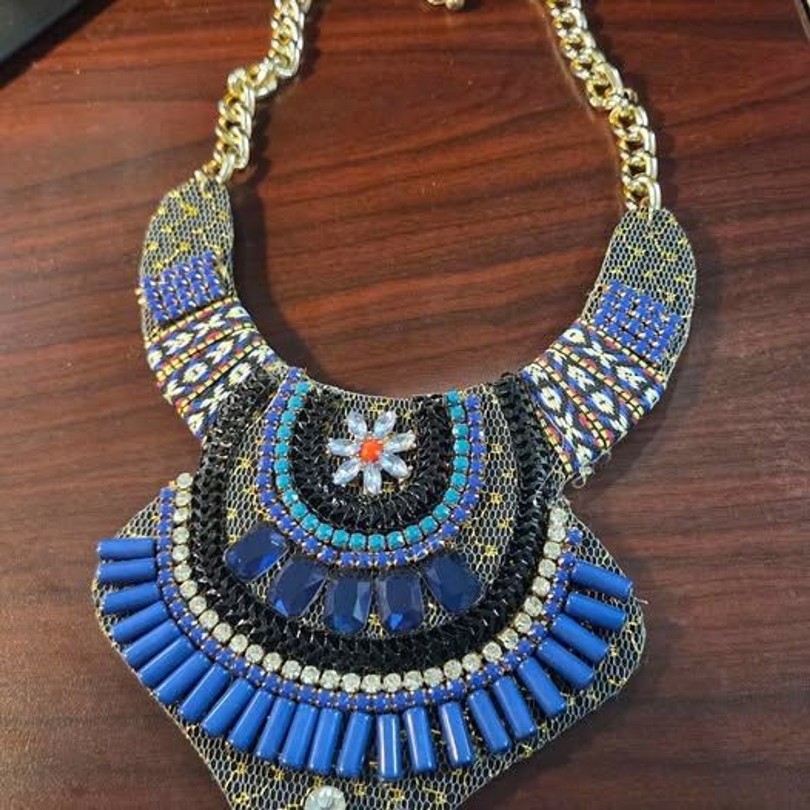 Egyptian style beaded bib necklace. Be Cleopatra