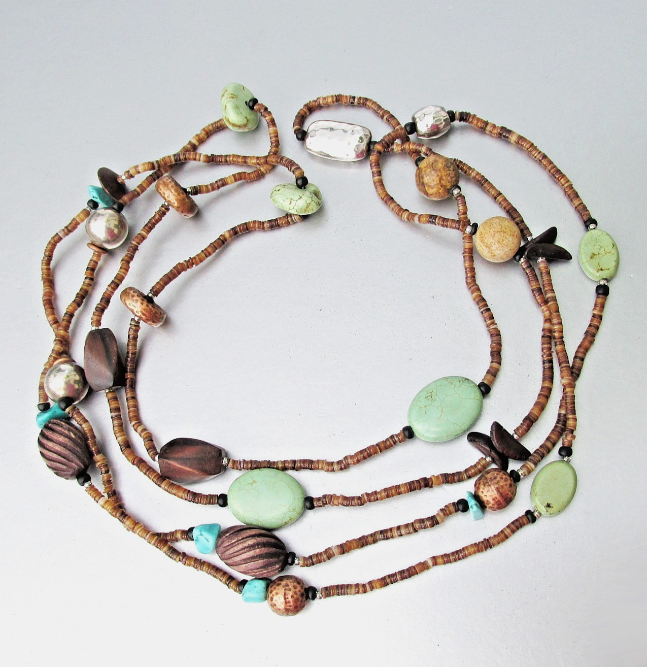 SILPADA Sterling Silver Howlite Jasper Copper HEISHI BEAD 60″ Necklace N1569