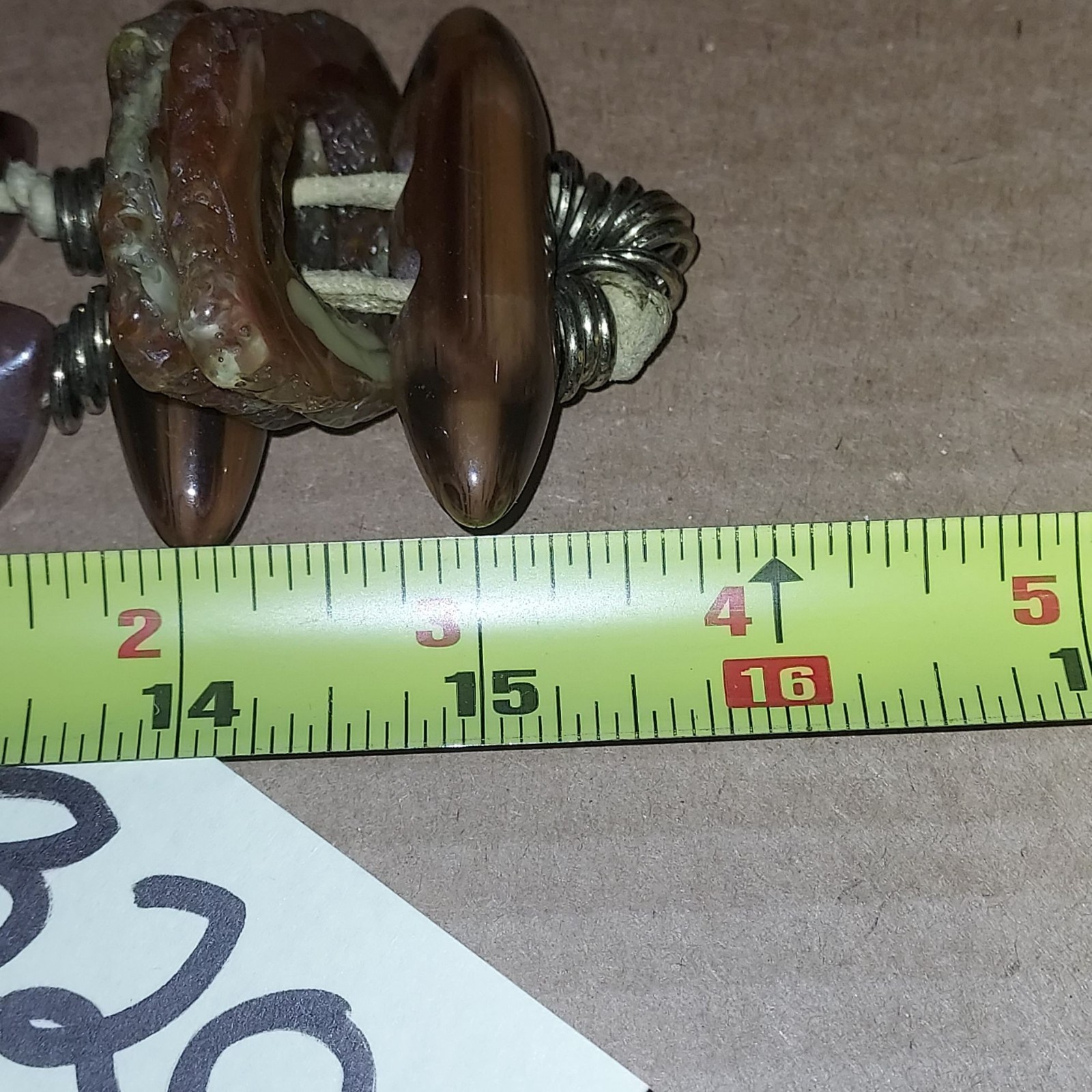 Handcrafted Bohemian Necklace With Earthy Beads Leather Cord & Unique Pendant 16