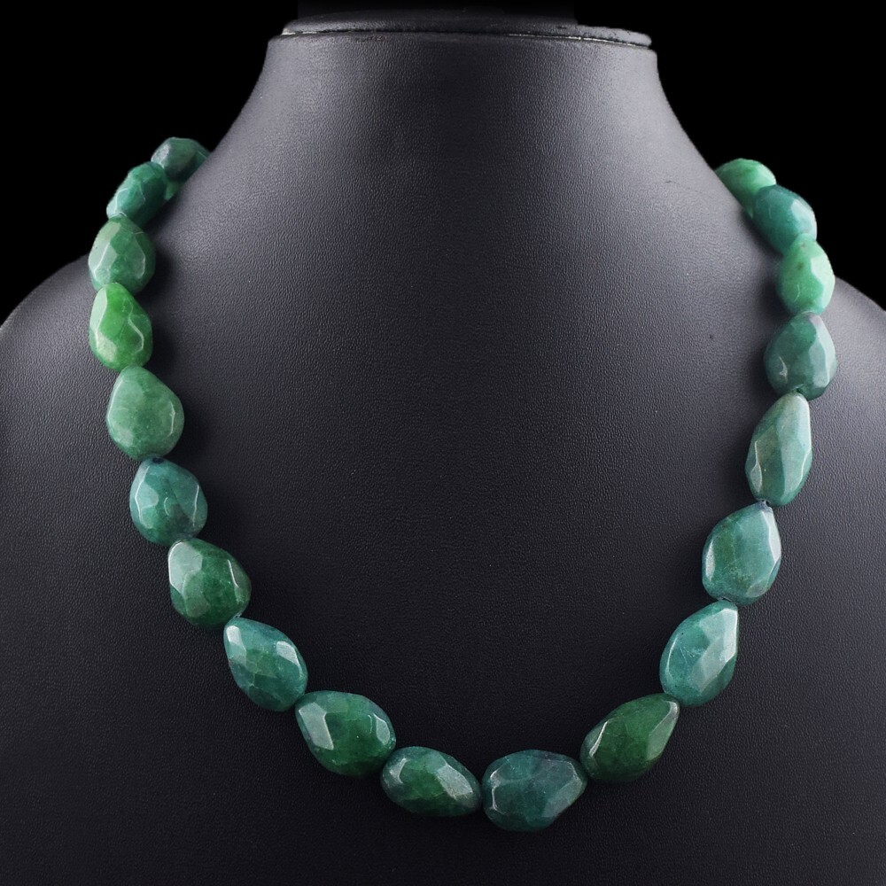Exclusive Green Emerald 486.Cts Amazing Cut Beaded Necklace Jewelry VK 41 E595