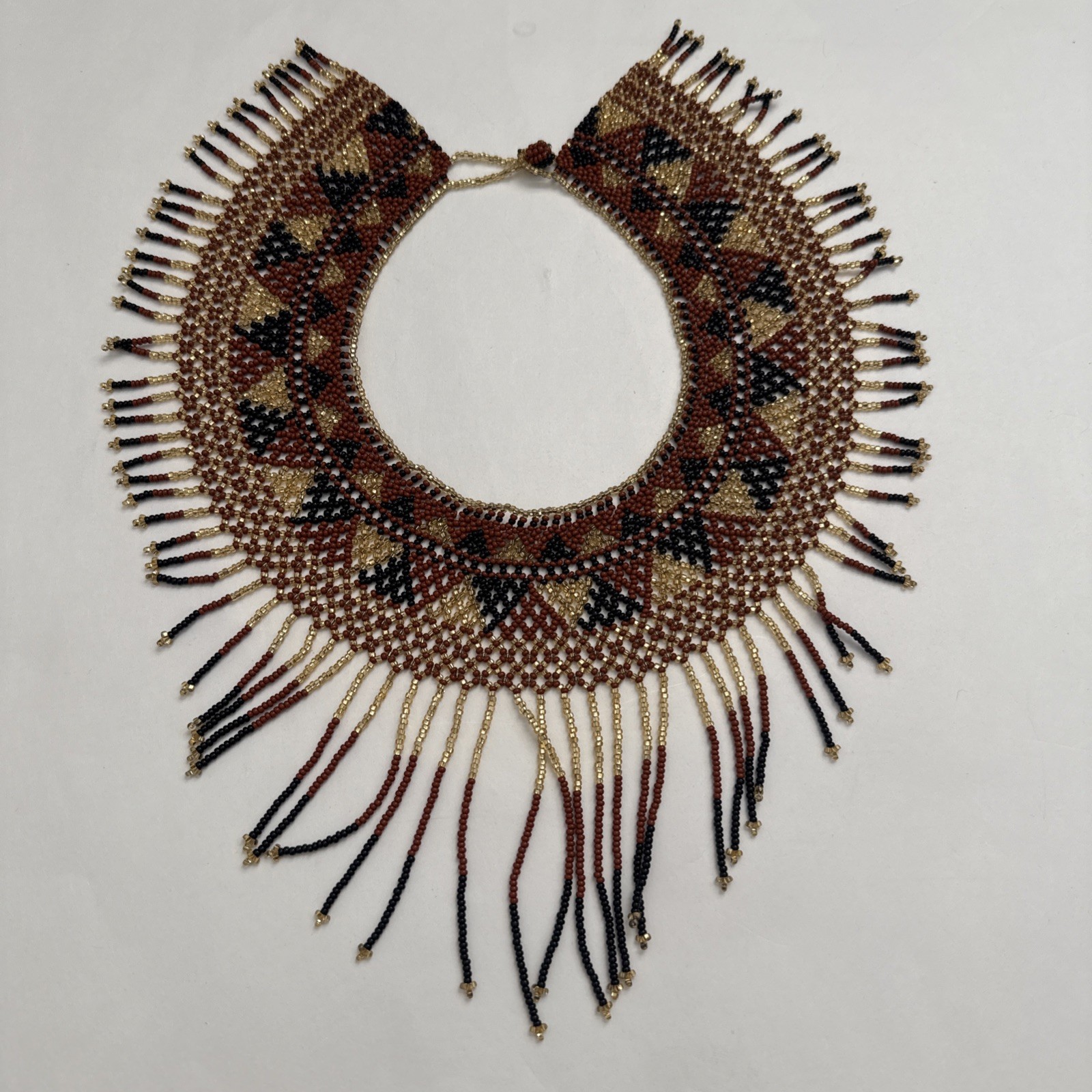 Beaded Necklace Collar Fringe Native American Aztec Cleopatra Costume Accessory
