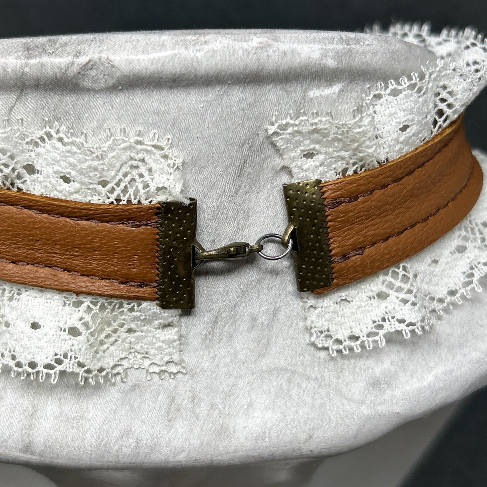 OOAK Handmade Choker Necklace Washington Leather Craft Ren Faire Alt Cosplay 13″