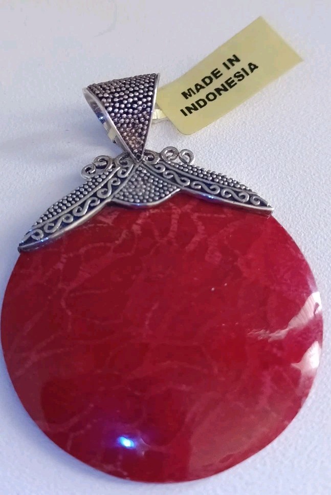 Red Sponge Coral Pendant 925 STERLING