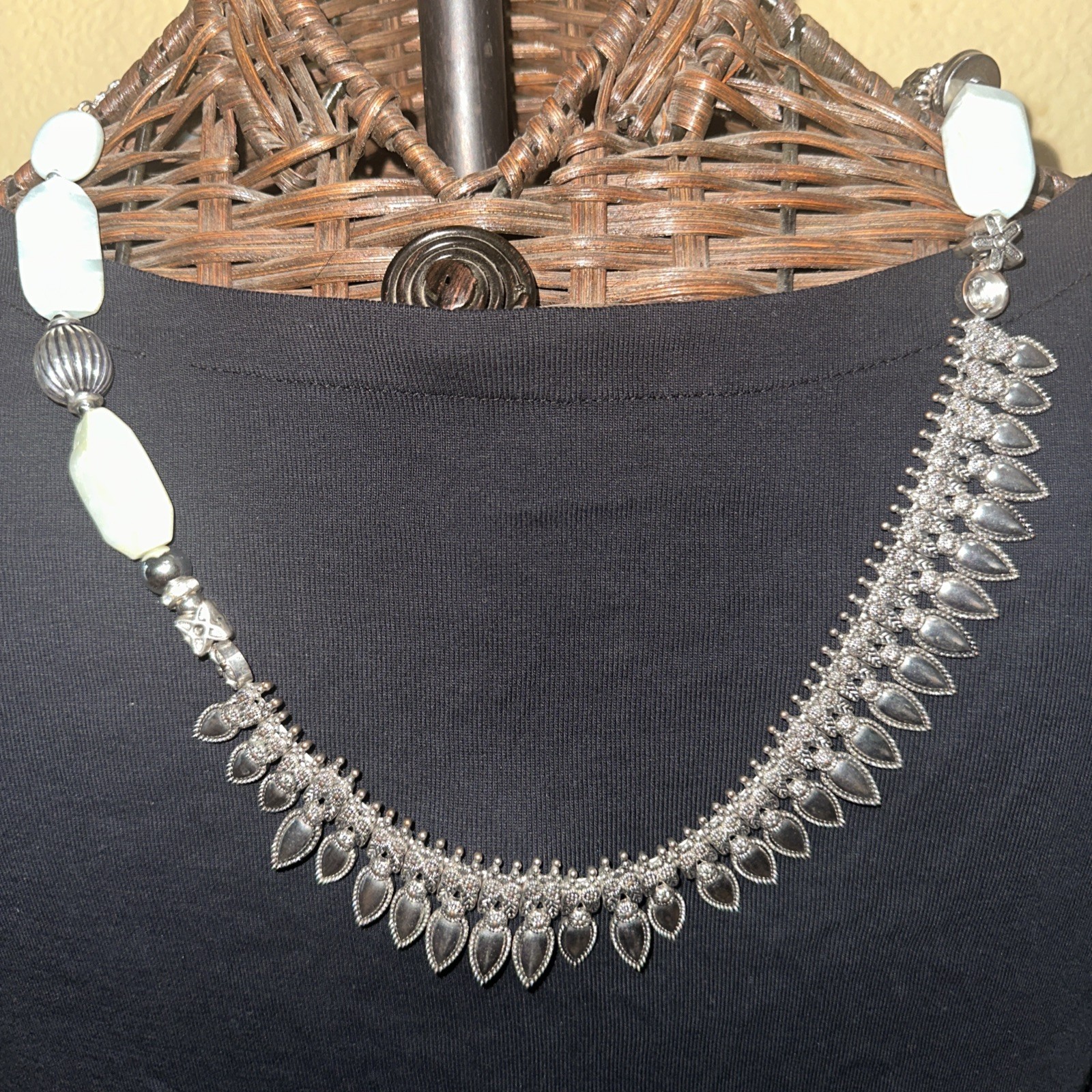 Handmade Recycled Bead & Silver Necklace – One of a Kind Artisan Jewelry