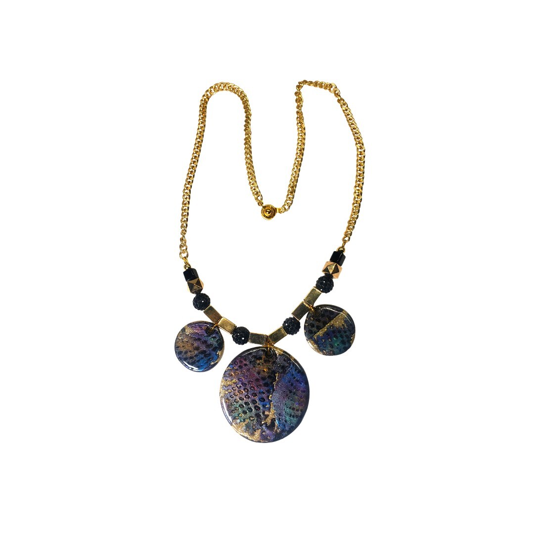 Around the World Necklace made with polymer clay and curb chain by Tiny Designz 