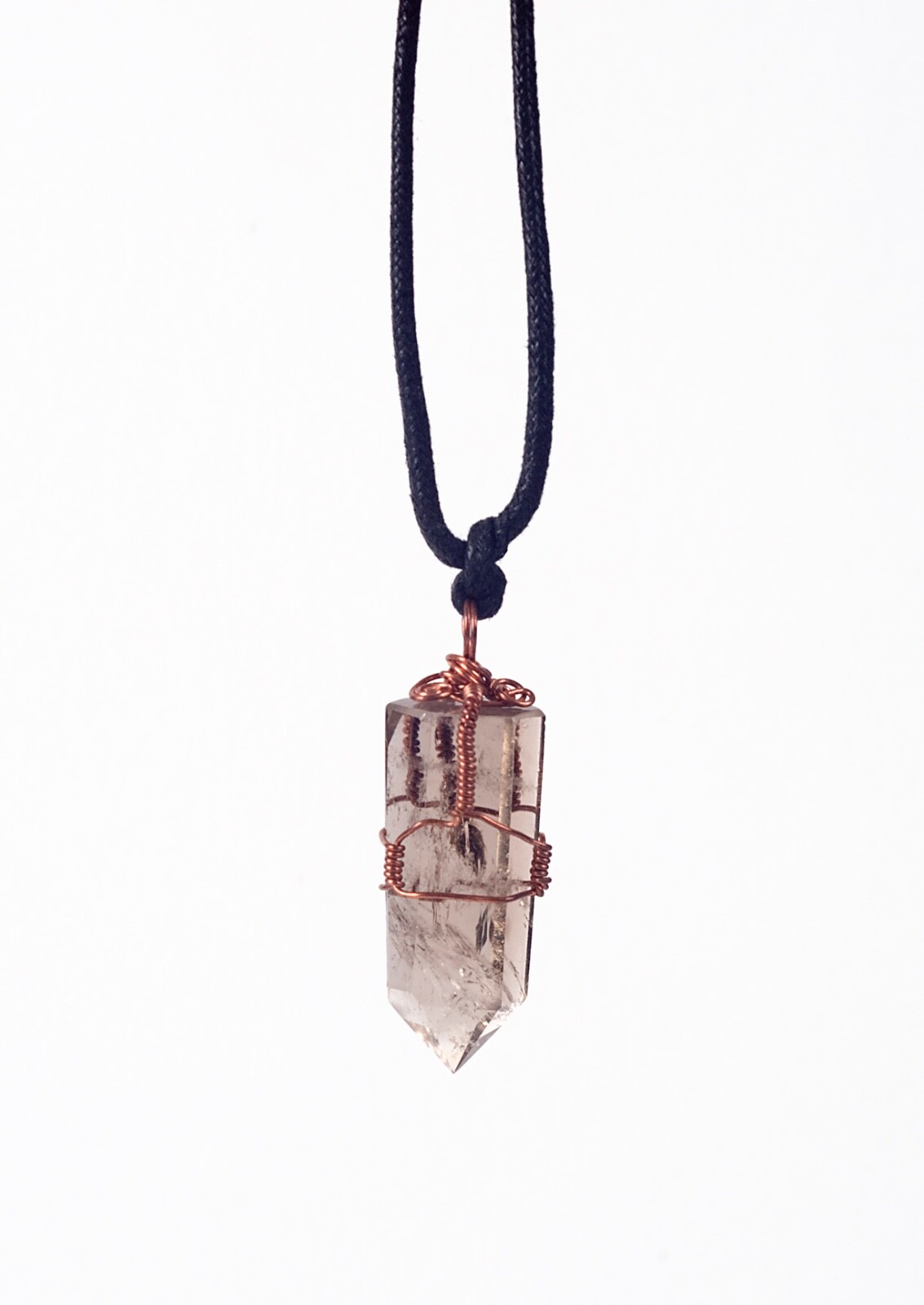 Hand Made Smokey Quartz Point Pendant Necklace 18″ Length, 2 1/2″ Pendant