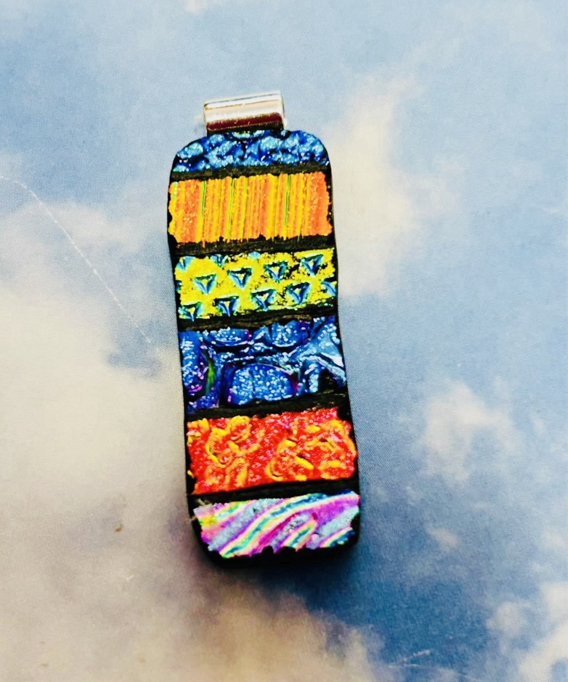FUSED DICHROIC GLASS PENDANT-BRIGHT & TEXTURED COLORS