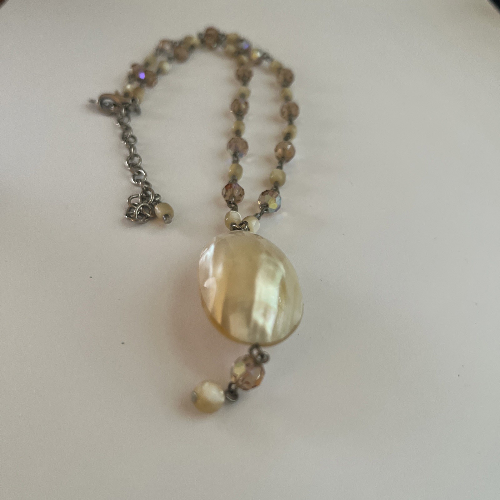 Cousin Claudine Freshwater Pearl Pendant Necklace Champagne Iridescent Beaded