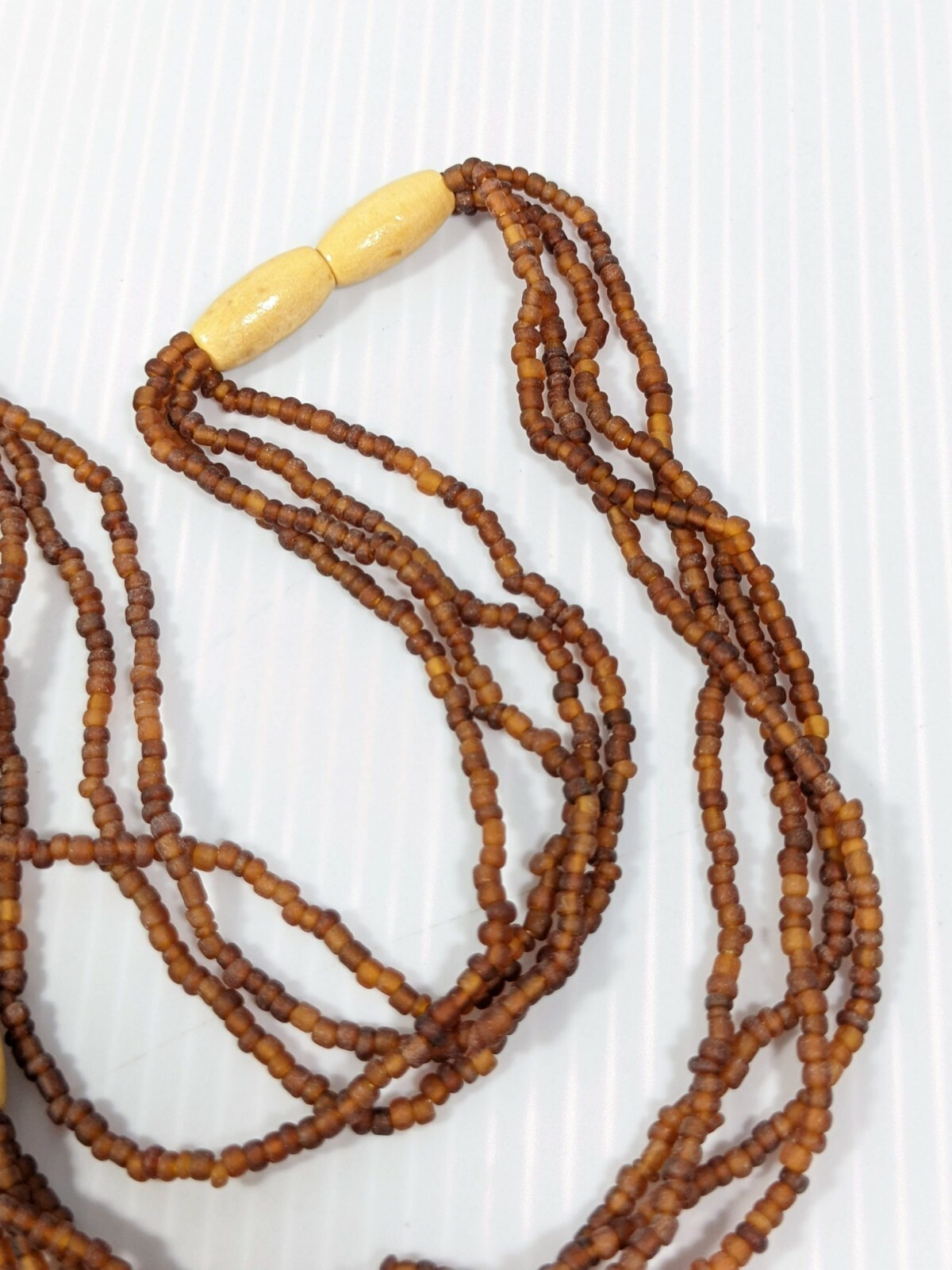 Artisan Brown Glass Bead Multi Strand Wood bead Long Necklace 60 inches