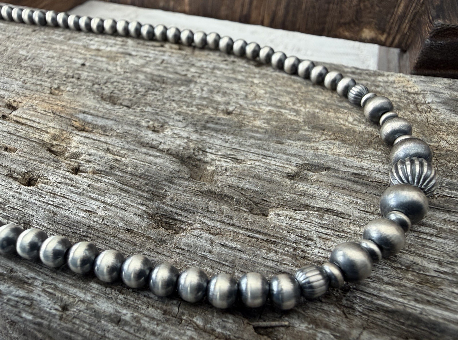 Sterling Silver Native American Style SW 4mm Desert Pearls Necklace 16-18”