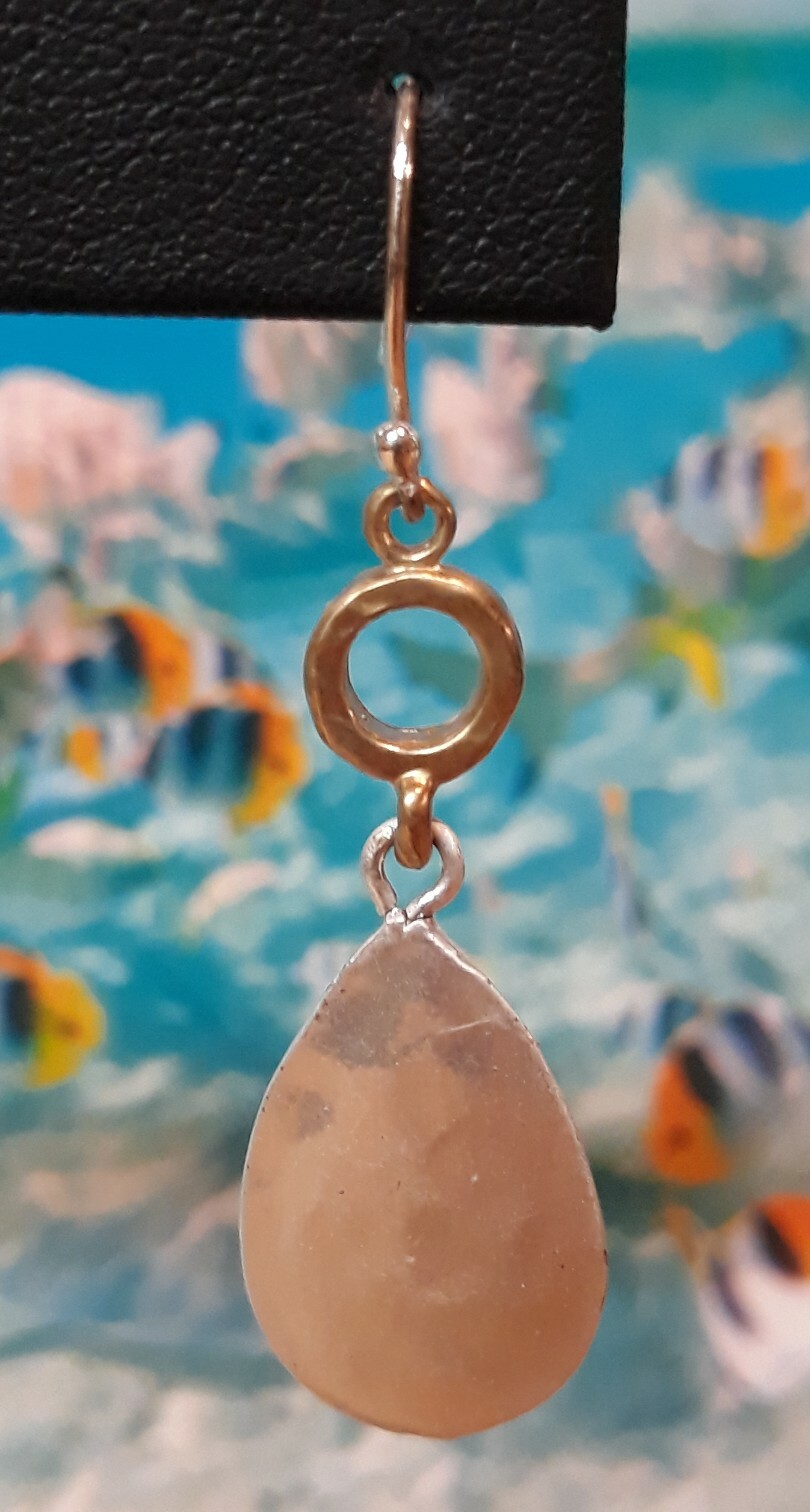 Circle and Hammered Teardrop Pendant Necklace and Matching Earrings