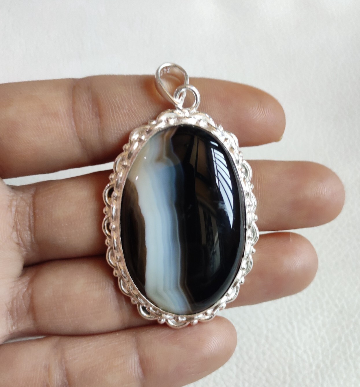 Agate Gemstone Pendant Agate Silver Necklace Pendant Agate Handmade Jewelry
