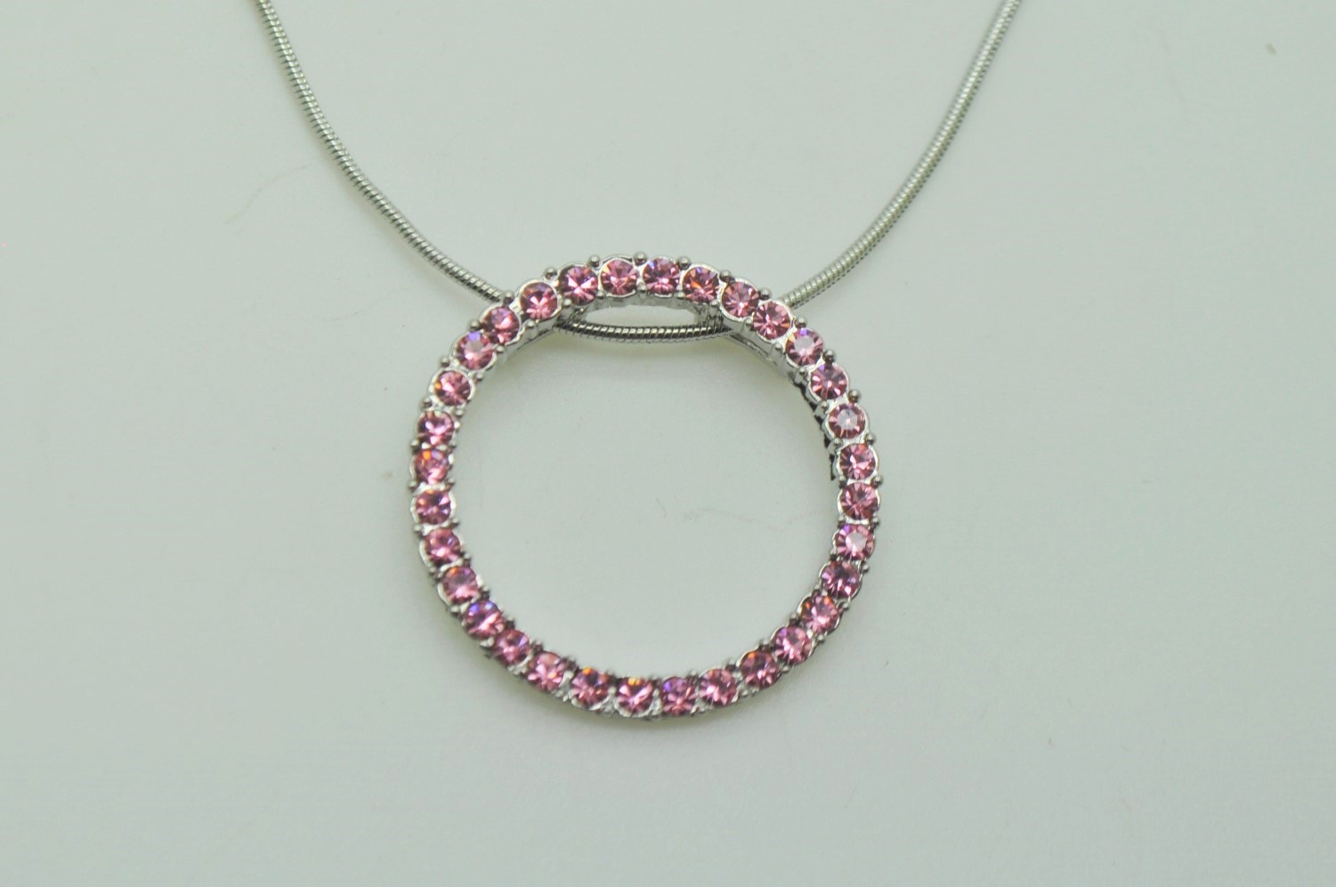 Modern design circle shape pendant pink color fashion jewelry chain necklace F3