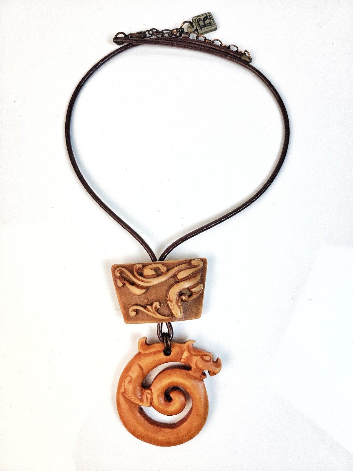 Sobral Rare Retired Asian Inspired Dragon Artist Made Double Pendant Necklace
