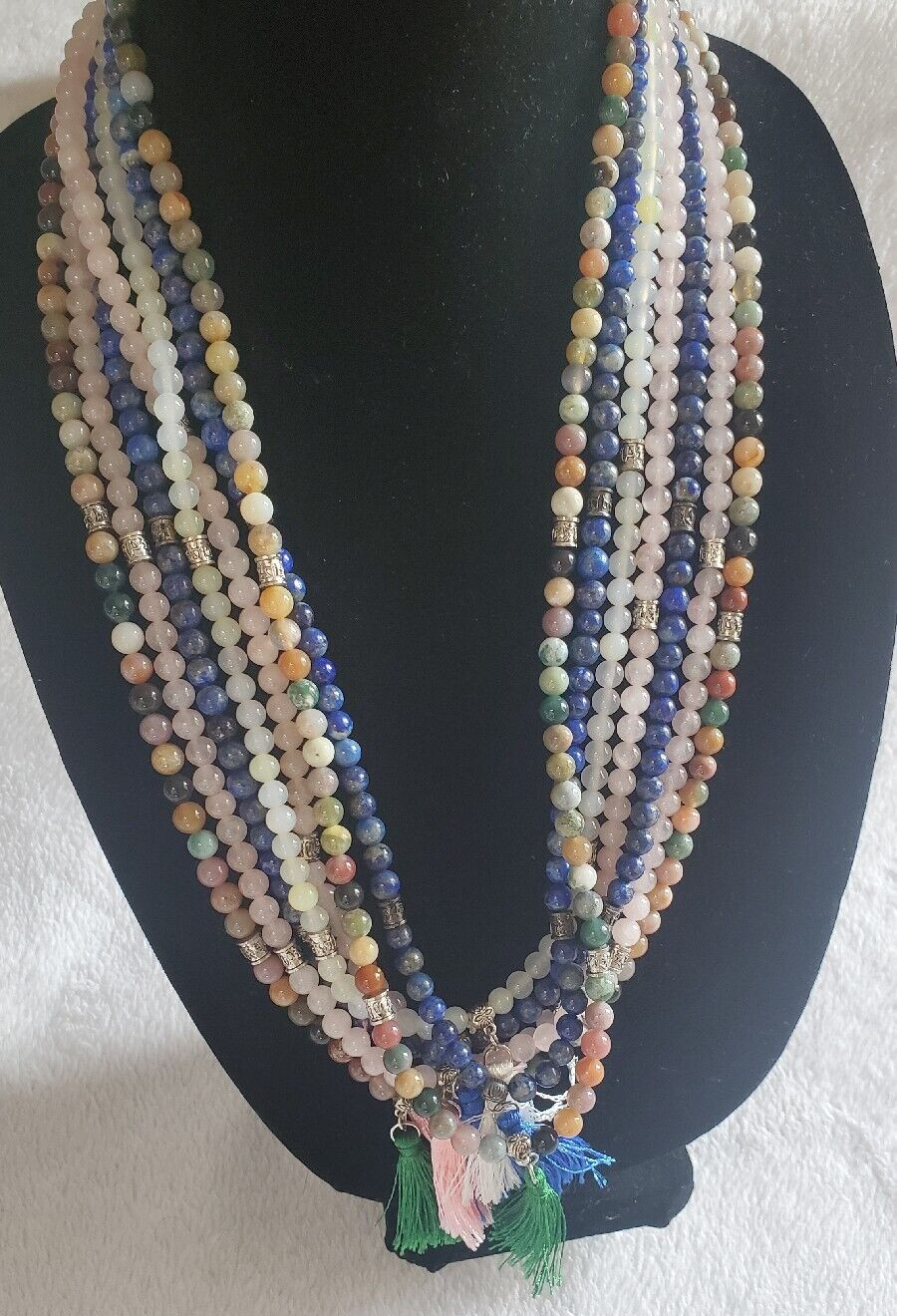 Natural Lapis Quartz Agate beaded Chain Necklace Bracelet Lot Of 8 NEW