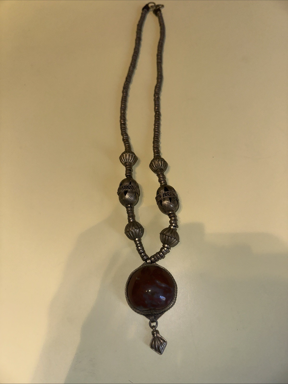 Moroccan Handmade Beaded Silver And Stone Necklace