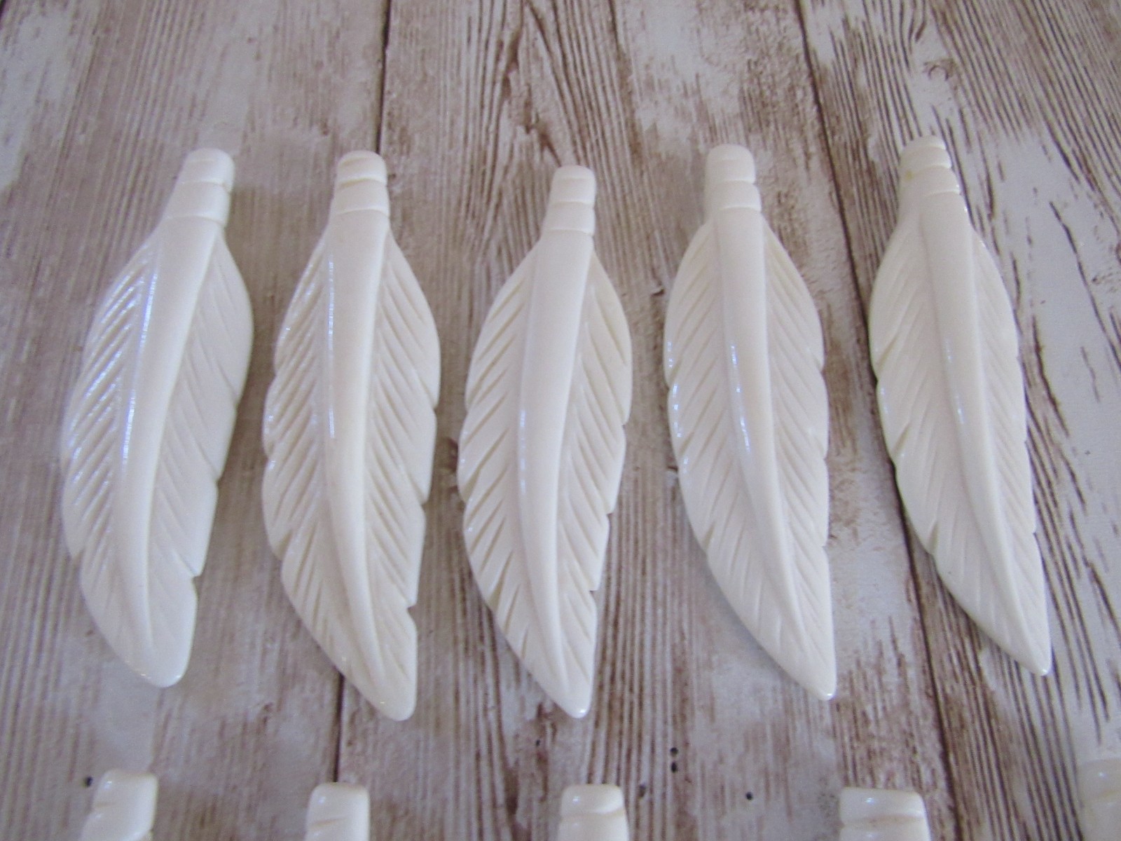 Feather Pendants Buffalo Bone 2 3/4 Pendants Charms Beads Jewelry Crafts 908