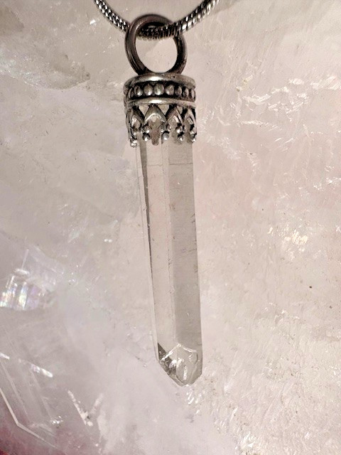 Arkansas Quartz Crystal 925 cap Pendant Magic Healing Ice Needle by By JKL 248