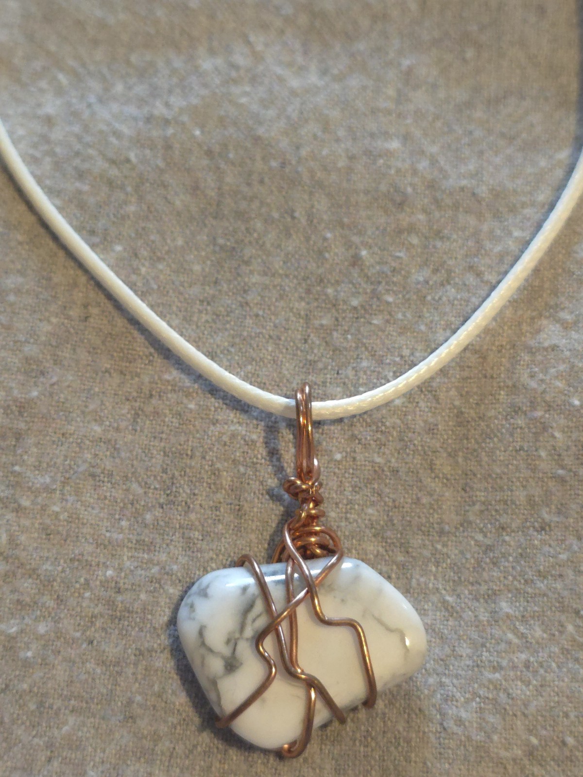Howlite Pendant On A White Hemp Necklace