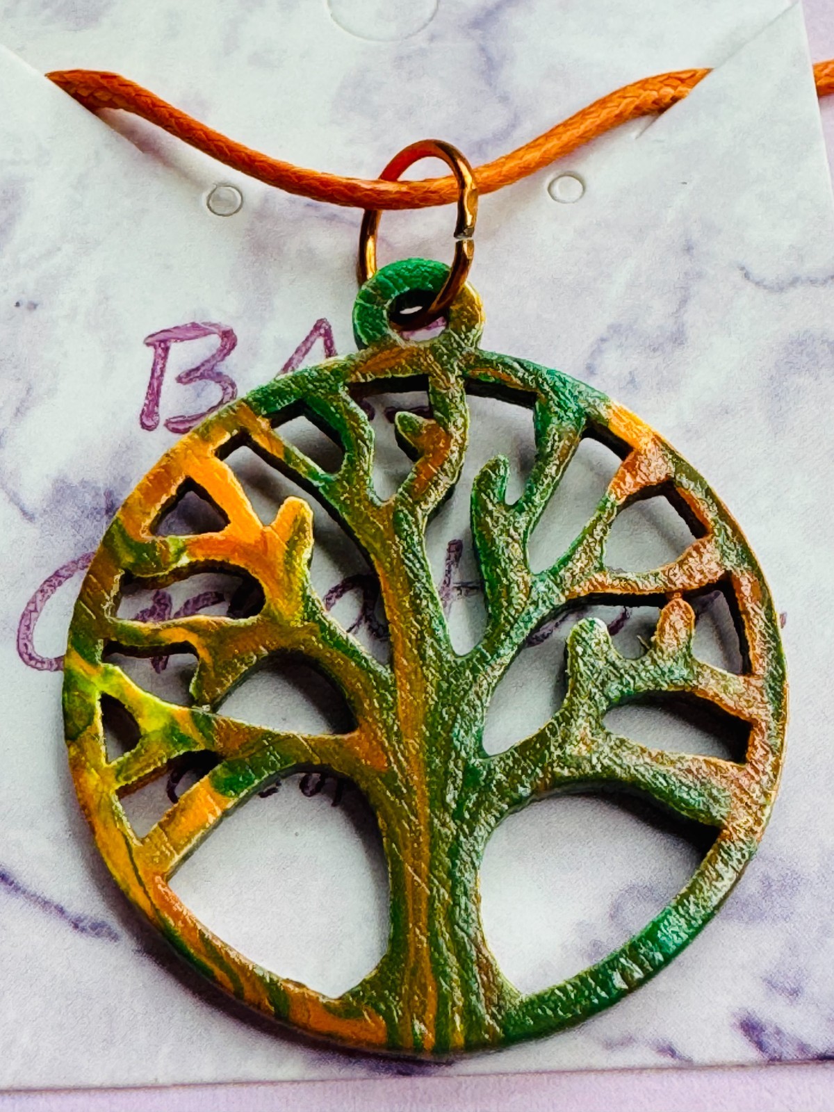 Wood Tree Of Life Necklace One Of A Kind Hand-Painted By A Local Ozark Artist-Me