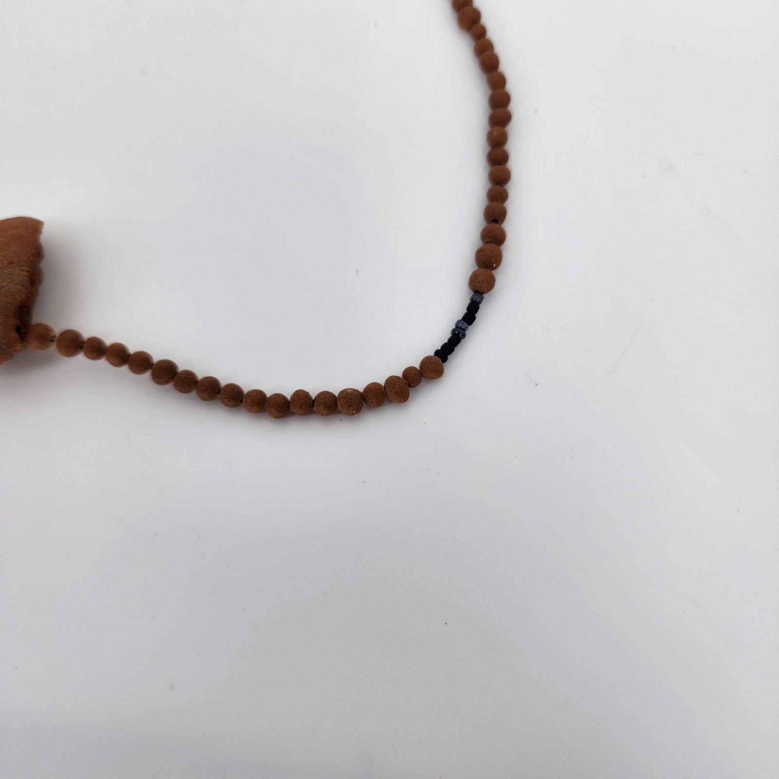 Handmade Clay/Terracotta Bead Necklace Carved Pendant Boho Tribal Ethnic