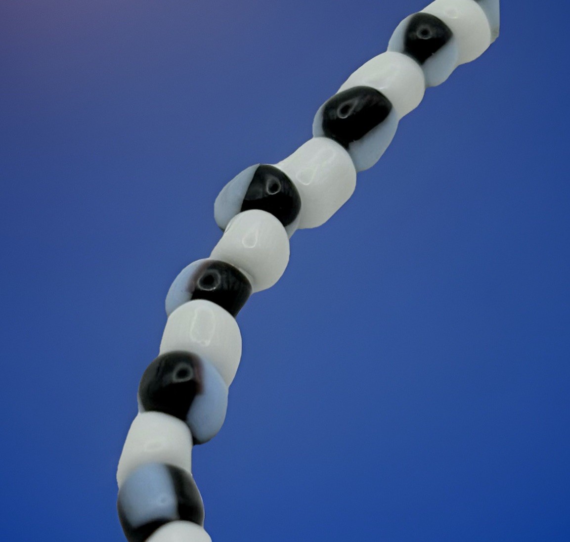 New Designer Necklace Silver Blue Black Love Handmade Artisan Bohemian 1960s Art