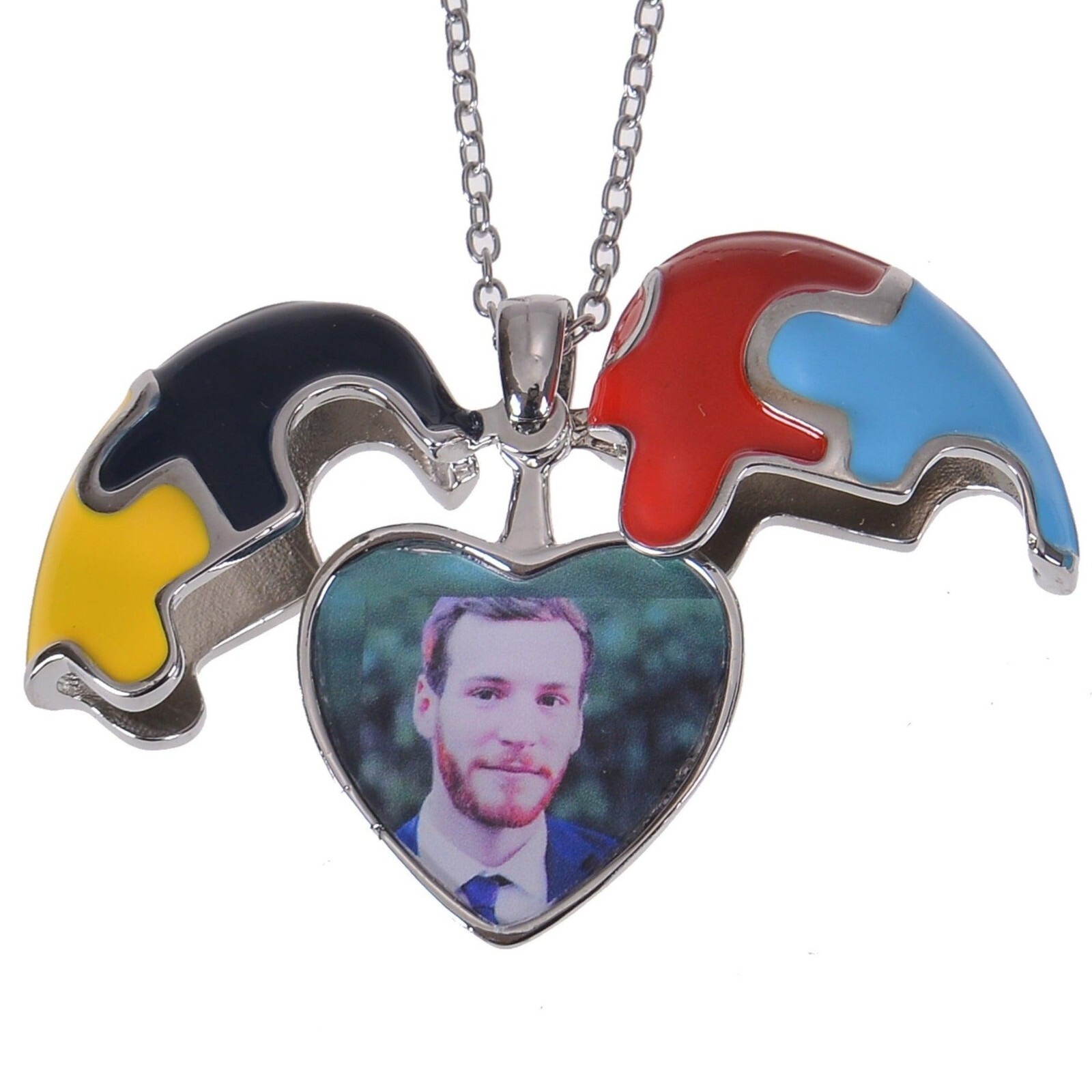 Pendantify Custom Colorful Puzzle Heart Photo Necklace | Colorful Heart Pendant