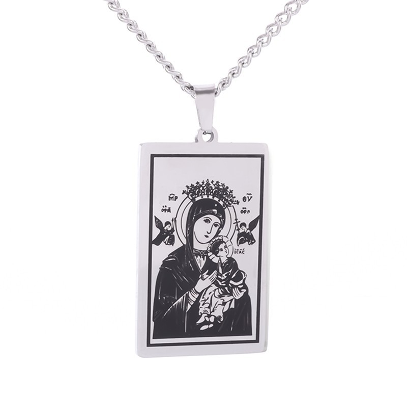 Our Lady of Guadalupe Medal Pendant Stainless Steel Virgin Mary Necklace Women