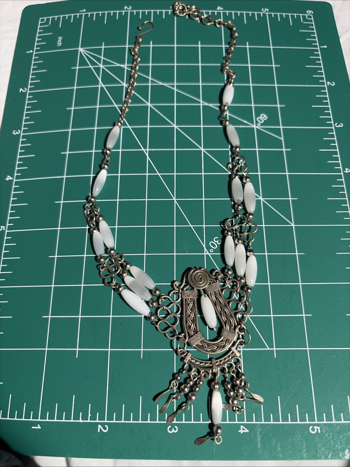 Ethnic Inspired Design Ornate Pendant Resembling Stylized Lyre Greek Mythology