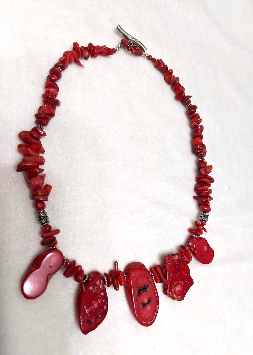 NWOT – Bamboo Coral/ 925 Sterling Silver Necklace 17 3/4″ – SS41