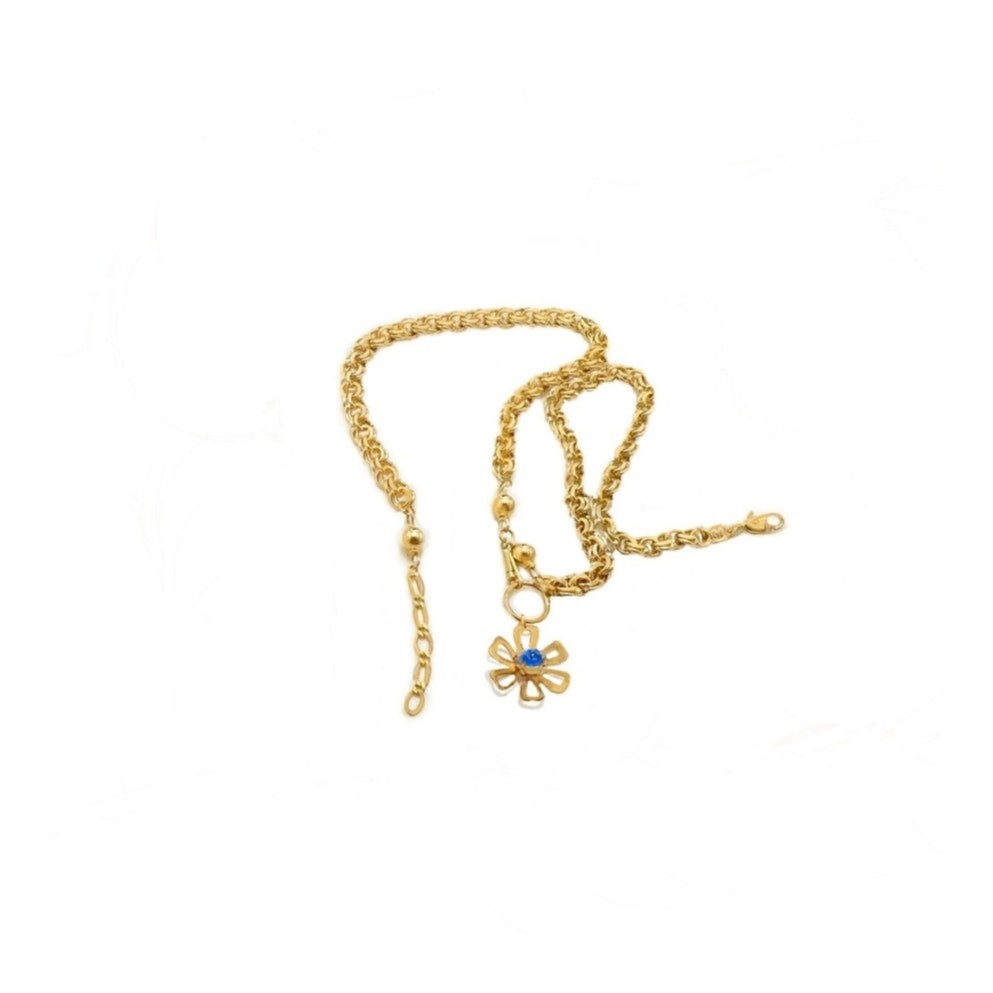 Genuine 14K gold filled 16″ plus Chain extender Flower Pendant Choker necklace