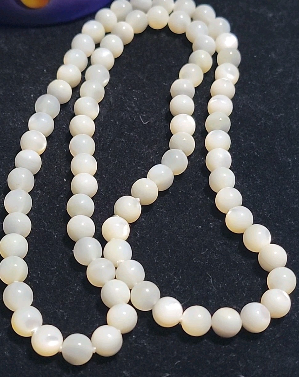 Gemisphere 8mm 27″ Mother Of Pearl Necklace For Emotional Fufillment In Jar/ Box