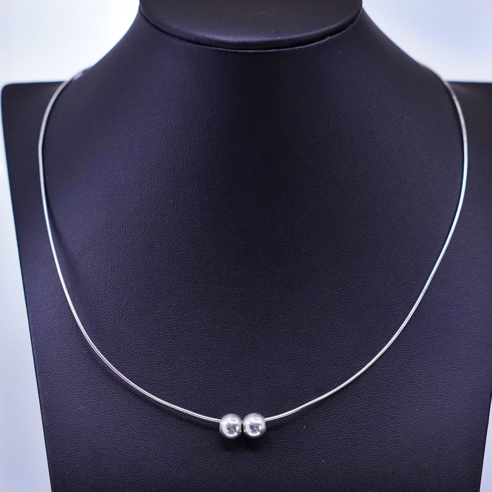 18” 1mm, vintage Italian sterling silver 925 snake chain necklace with beads
