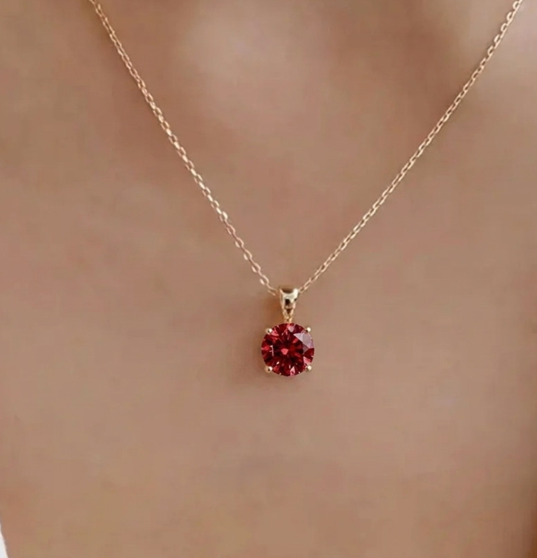 3.00 Ct Certified Red Diamond Solitaire Pendant, Wedding Gift- Tariffs FREE