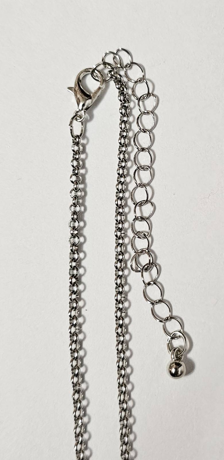 Oval Rhinestone Pendant Necklace Silver Tone Rolo Chain Sparkly Jewelry