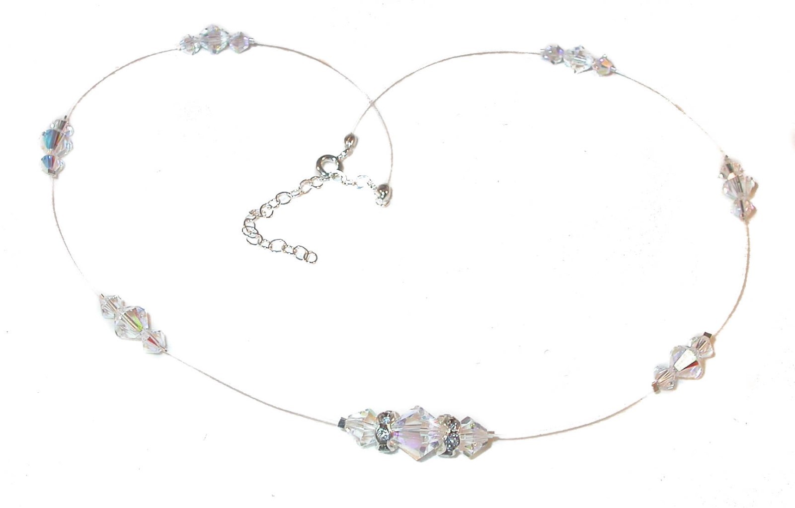 Floating CLEAR AB Crystal Illusion Necklace Sterling Silver Swarovski Elements