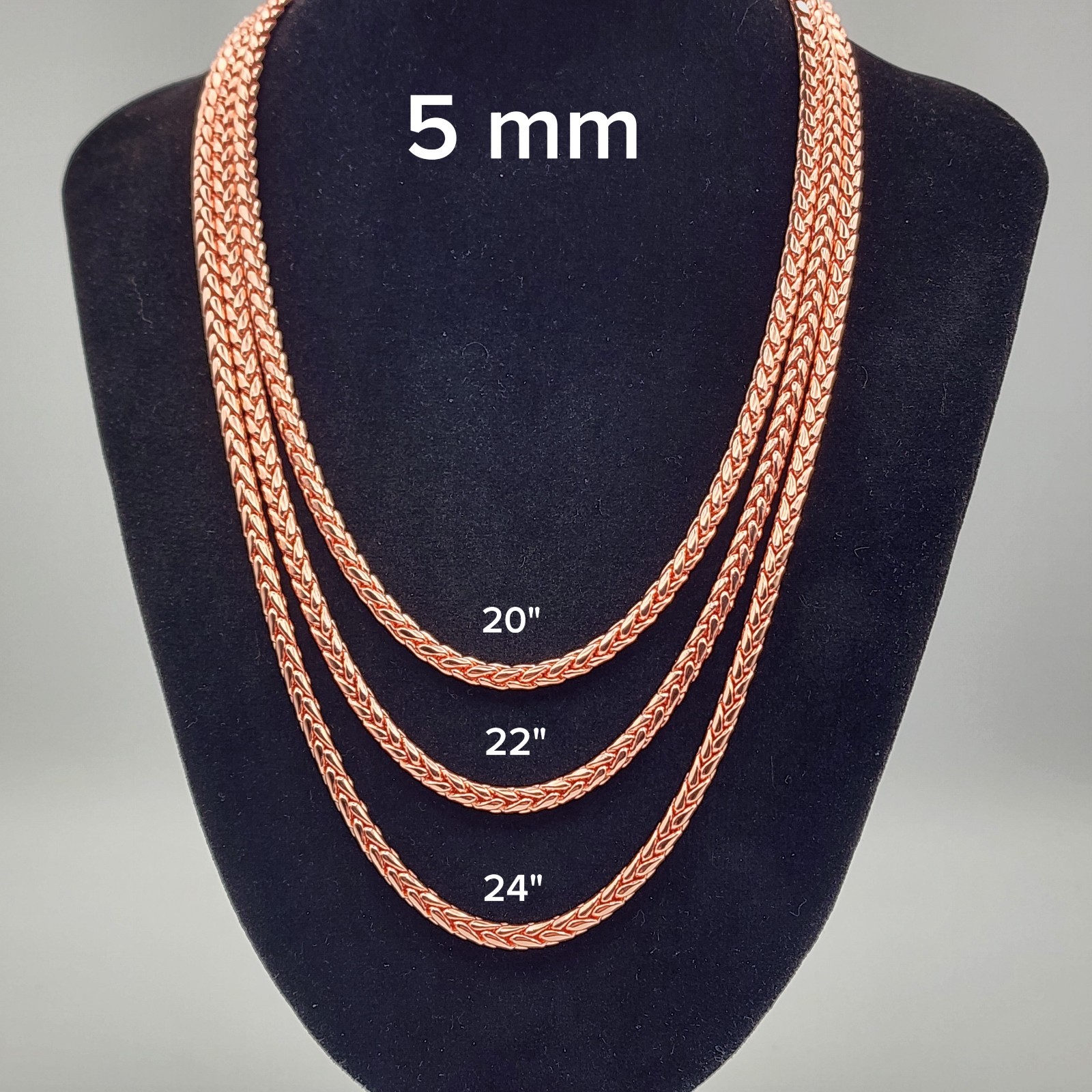 5mm Pure Copper Dragon Bone Chain Necklace Solid Copper Unisex Chain 20–24 Inch