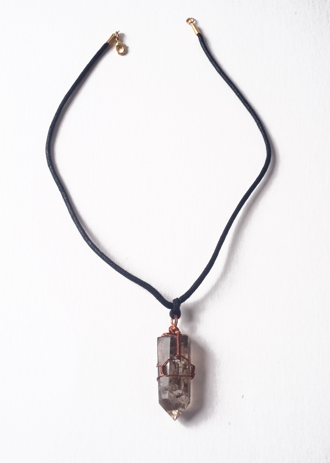 Hand Made Smokey Quartz Point Pendant Necklace 18″ Length, 2 1/2″ Pendant
