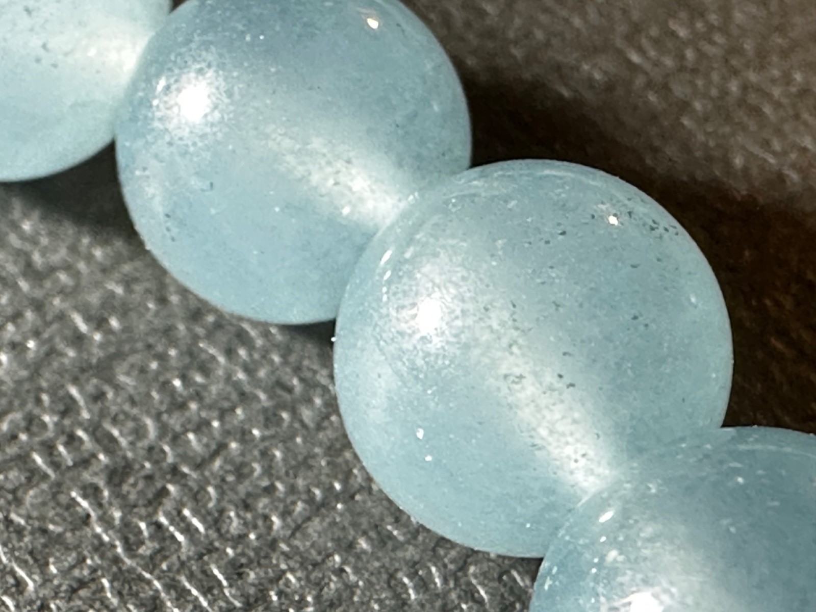 16″ Frosted Light Blue Glass Bead Necklace – Sea Glass Style – Magnetic Clasp
