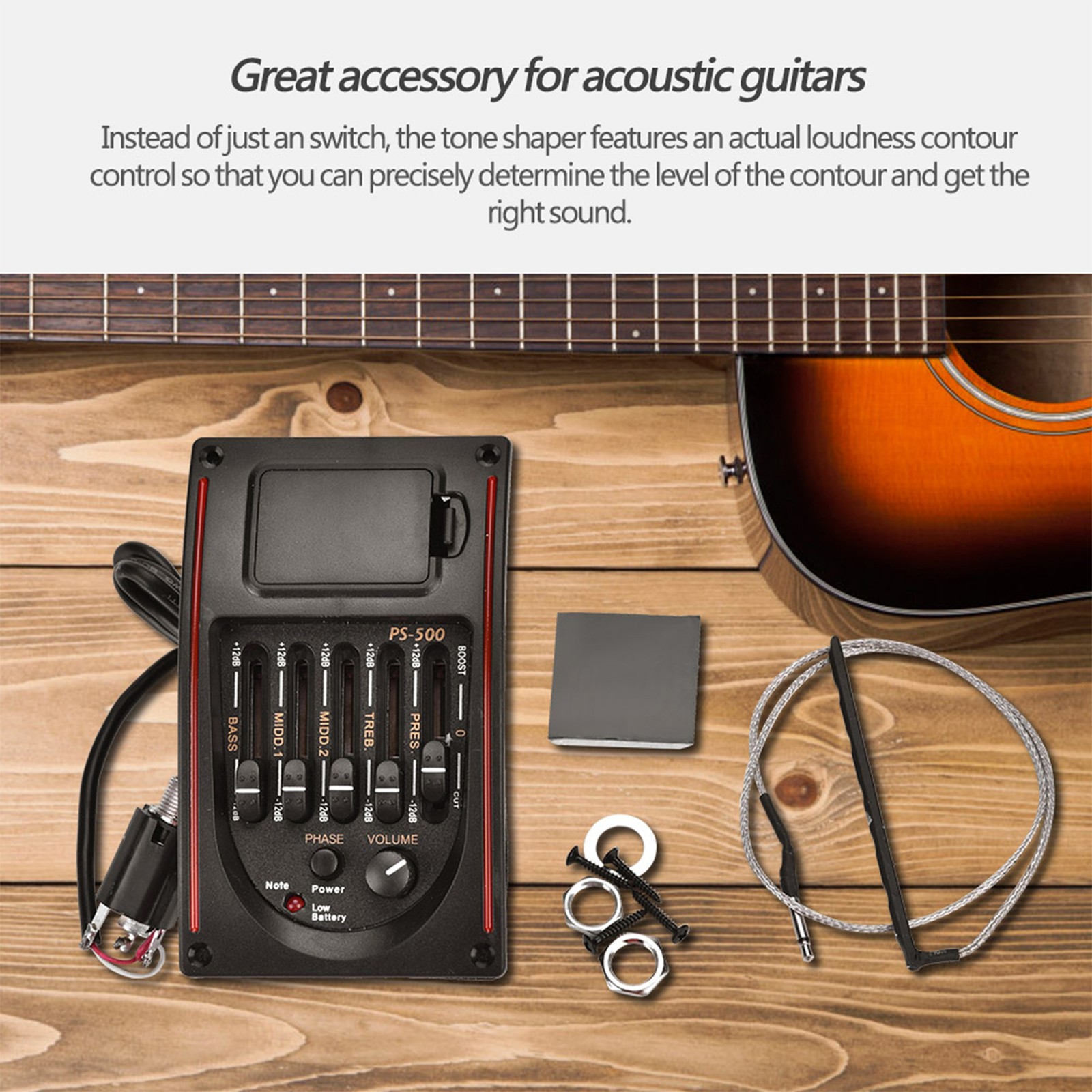 EQ PS-500 5Band Equalizer Digital Tuner Pickup For Acoustic Guitar