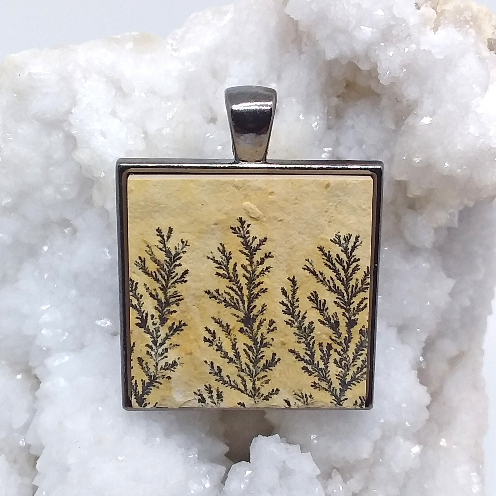 Dendritic Sandstone, necklace, gunmetal, handmade, unique, jewelry, #2038