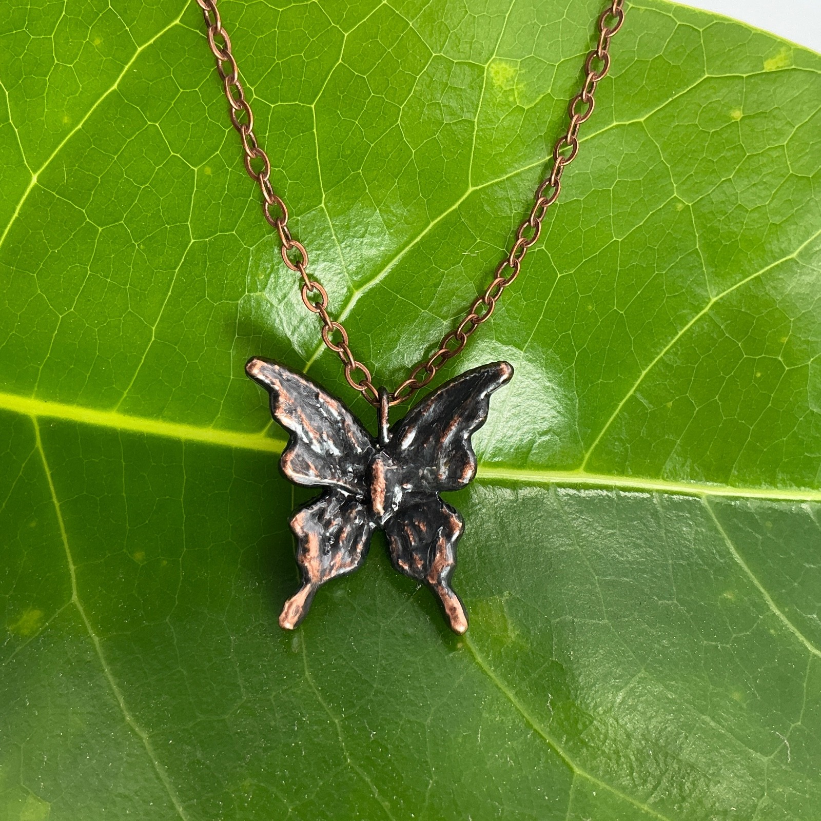 Butterfly Necklace Pendant Handmade Copper Jewelry USA Boho 18” Grateful Times A