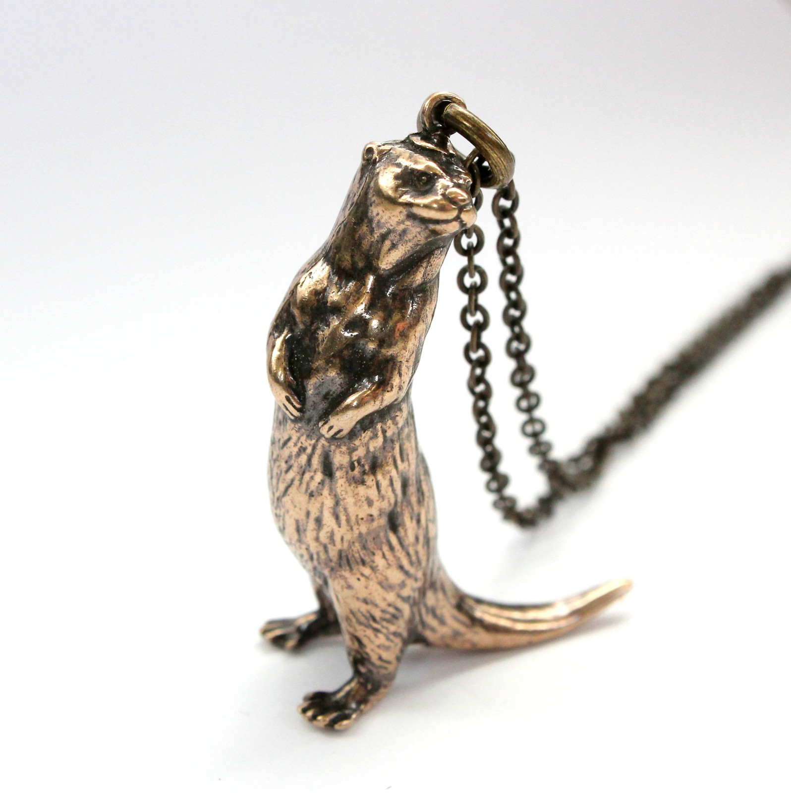 Ultimate Otter in Solid Bronze Pendant Necklace River Sea 400
