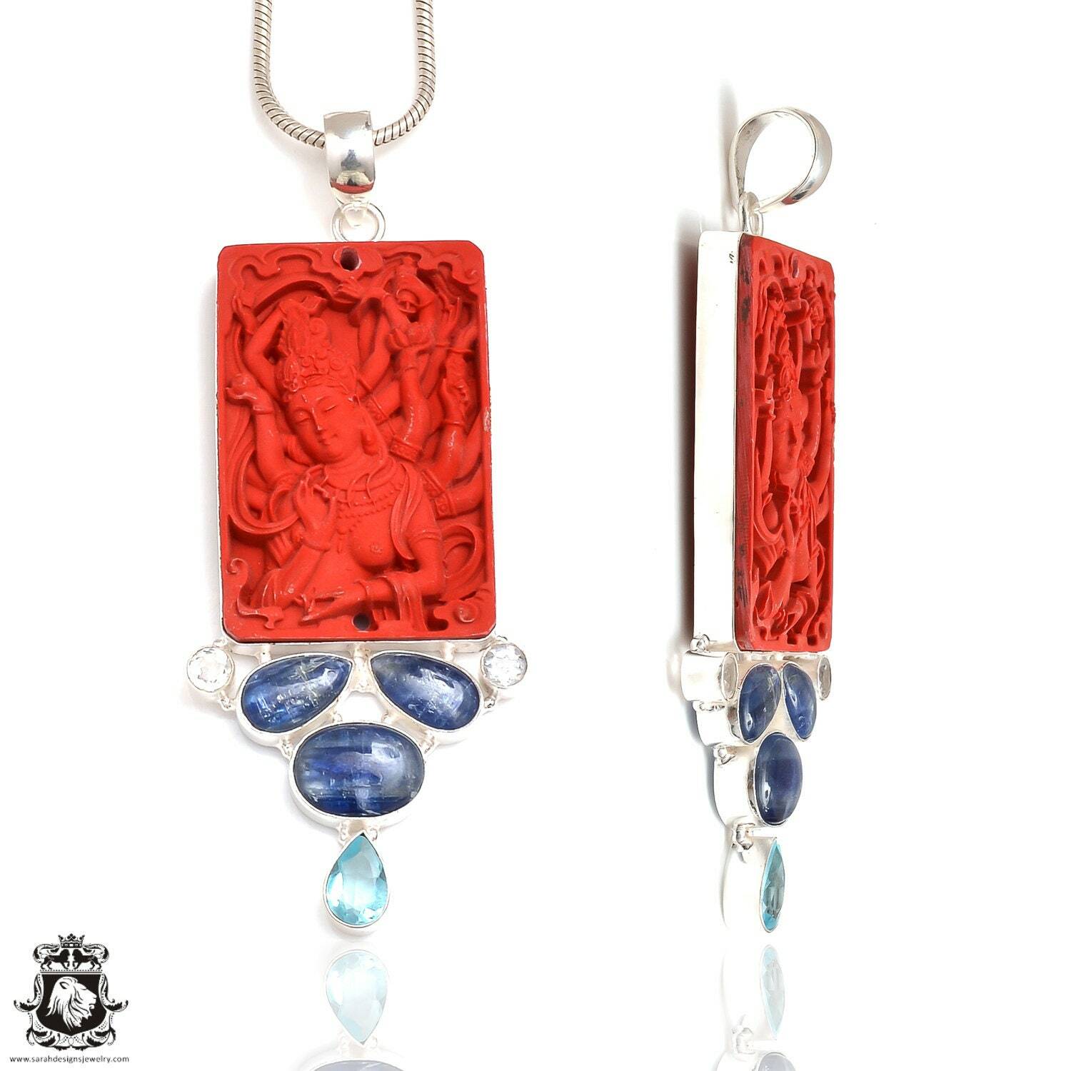 Blessed Hands Buddha Kyanite Pendant 4mm Italian Snake Chain P9149